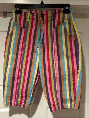 Lucy & Yak Multi-Color Striped High-Waist Shorts